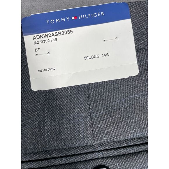 Tommy Hilfiger Dress Pants Men Gray 44 Unhemmed Windowpane Plaid Tailored Fit - Picture 8 of 9